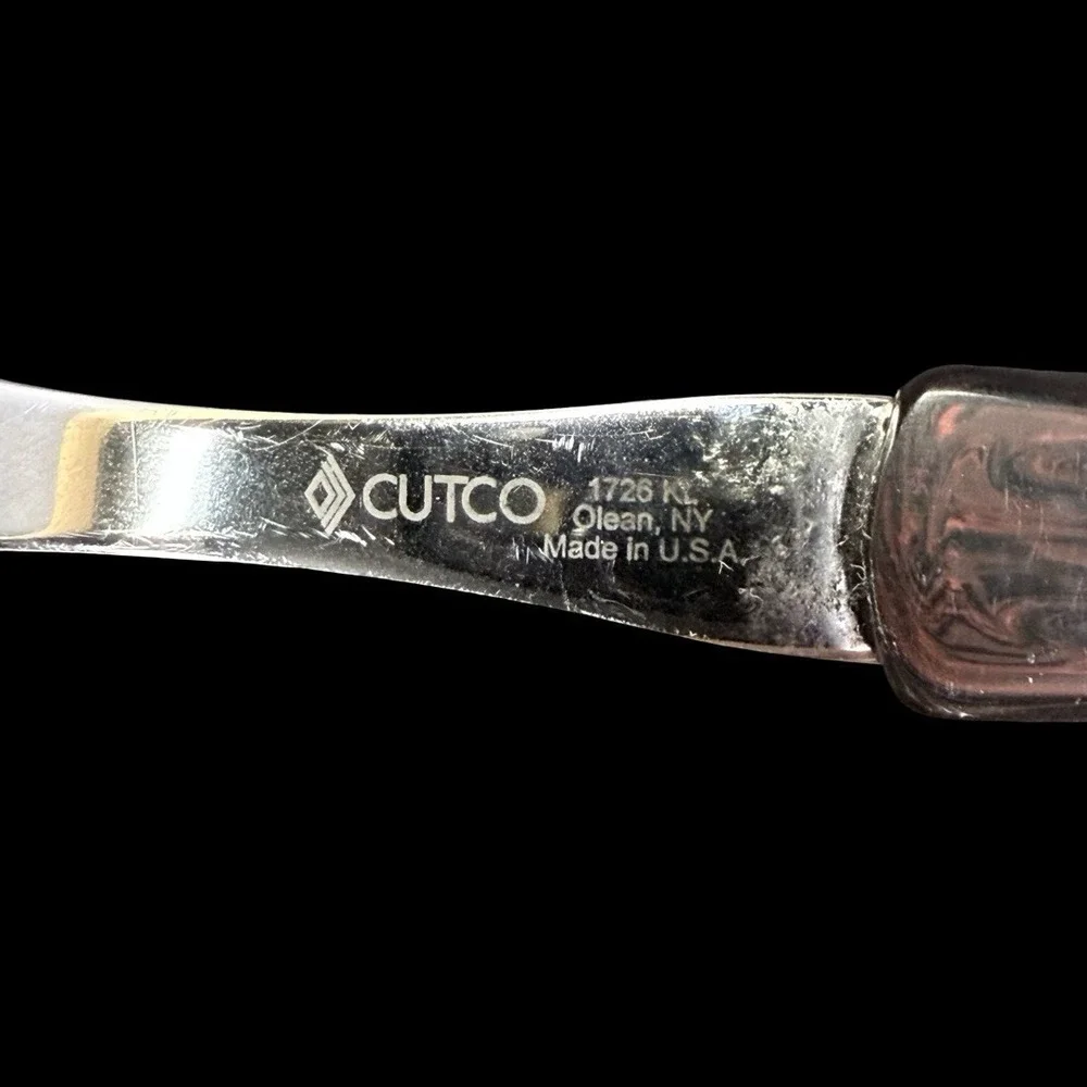 Cutco Serving Set‎ Spoon 17KI and Carving Fork 1726 KI Brown Swirl Handle